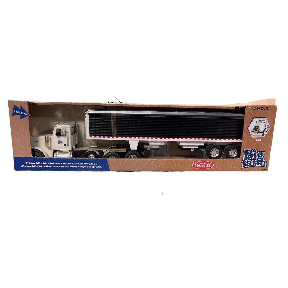 TOMY 1/16 Big Farms Black Peterbilt Model 367 with Grain Trailer